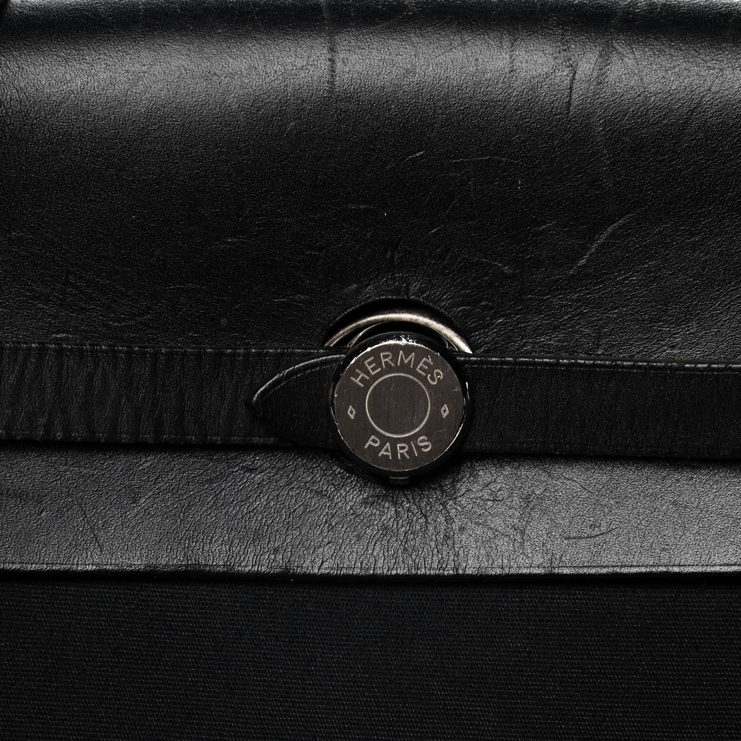 Hermes Toile Vache Calfskin Herbag 30 PM Black 6 of 22
