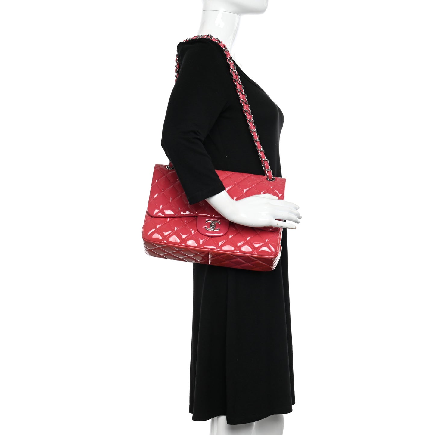 Patent Quilted Jumbo Double Flap Pink