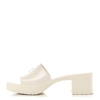 Gucci Rubber Gucci Logo Womens Platform 20/60mm Slide Sandals 37 Mystic White 1 of 9