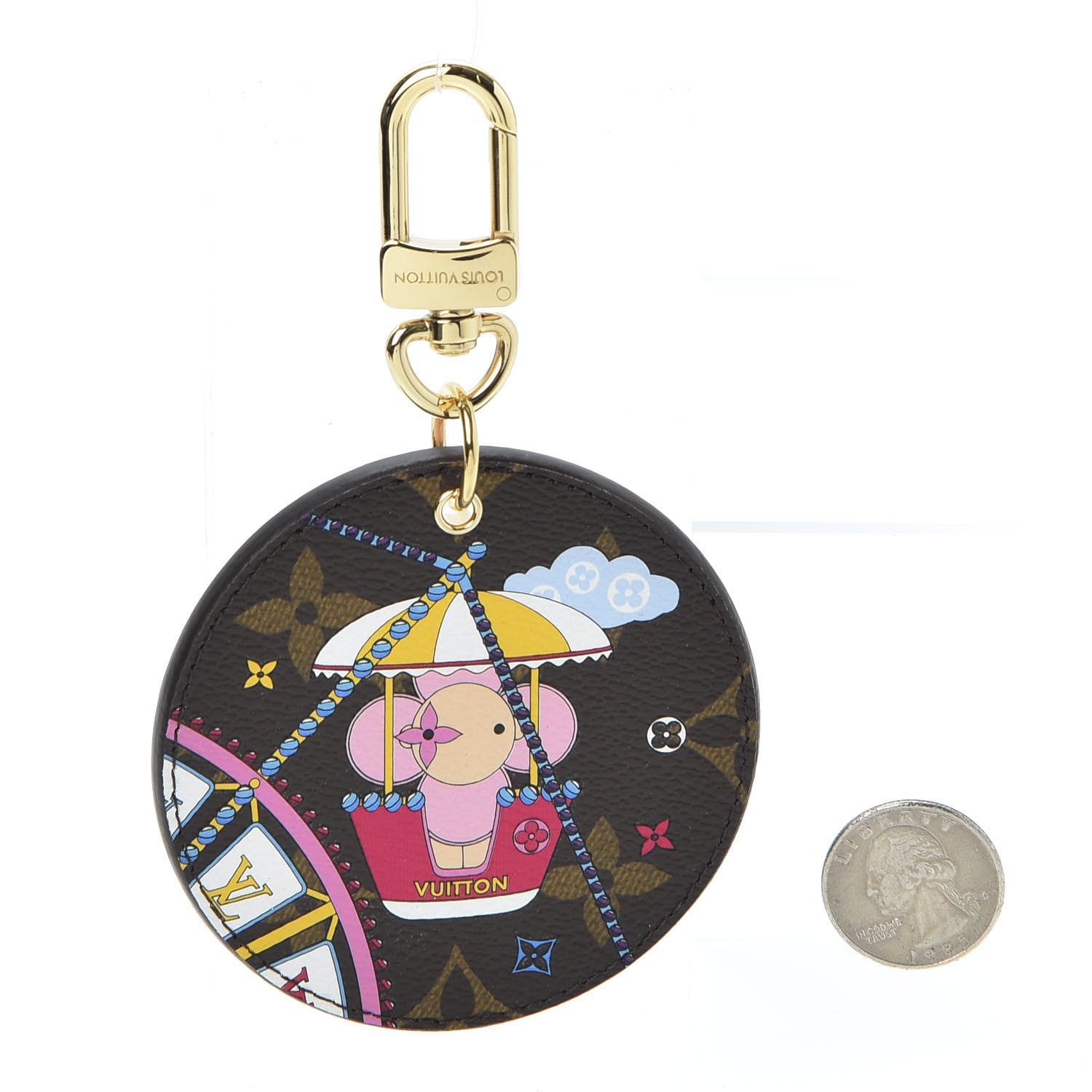 Louis Vuitton Monogram 2020 Christmas Animation Big Wheel Bag Charm Key Ring Rose Ballerine 2 of 6