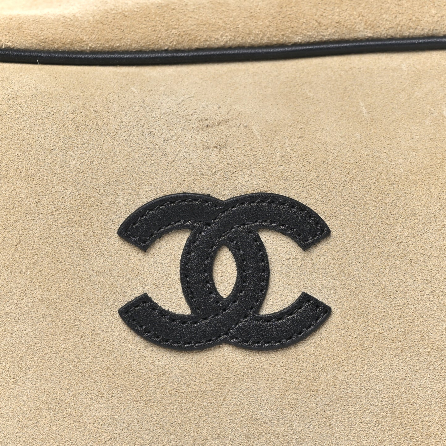 Suede Calfskin Large Zipped Pouch Beige