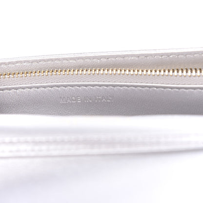 Christian Dior Metallic Grained Calfskin Diorama Wallet on Chain Pouch Silver 6 of 10