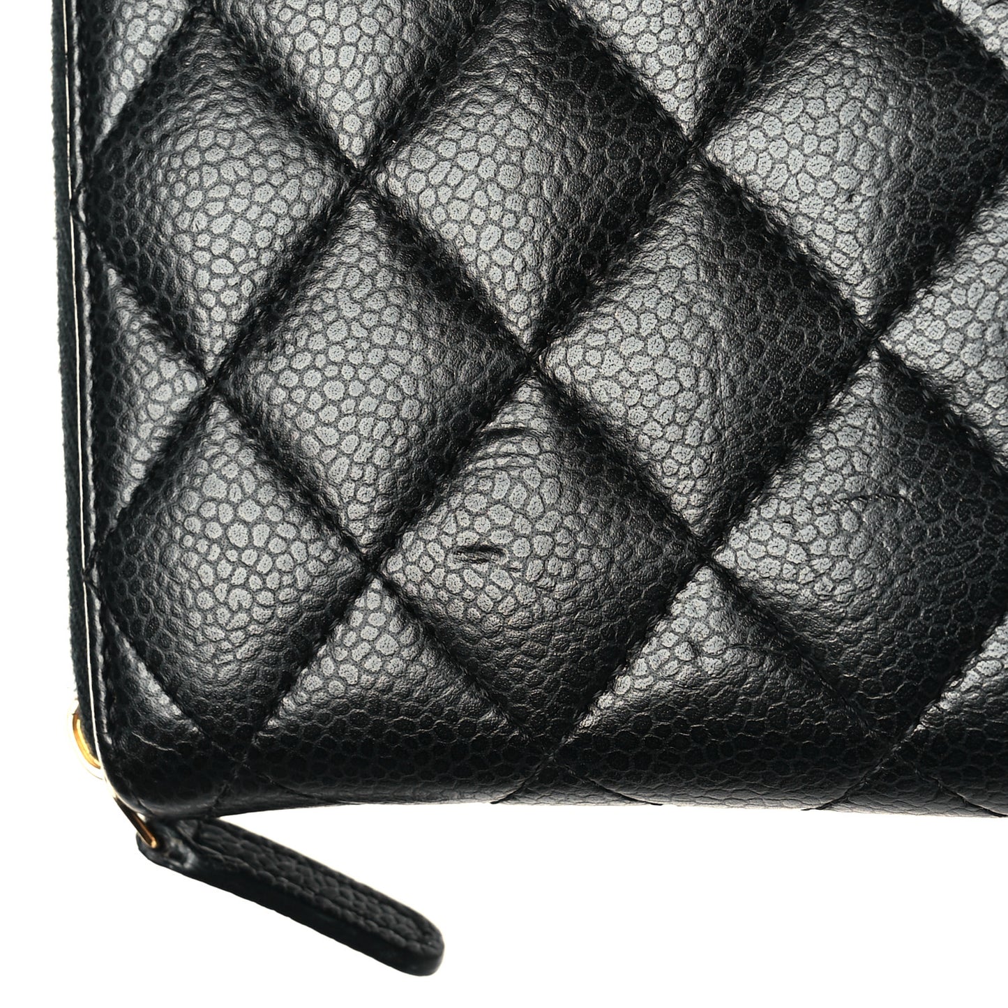 Caviar Quilted Large Gusset Zip Around Wallet Black