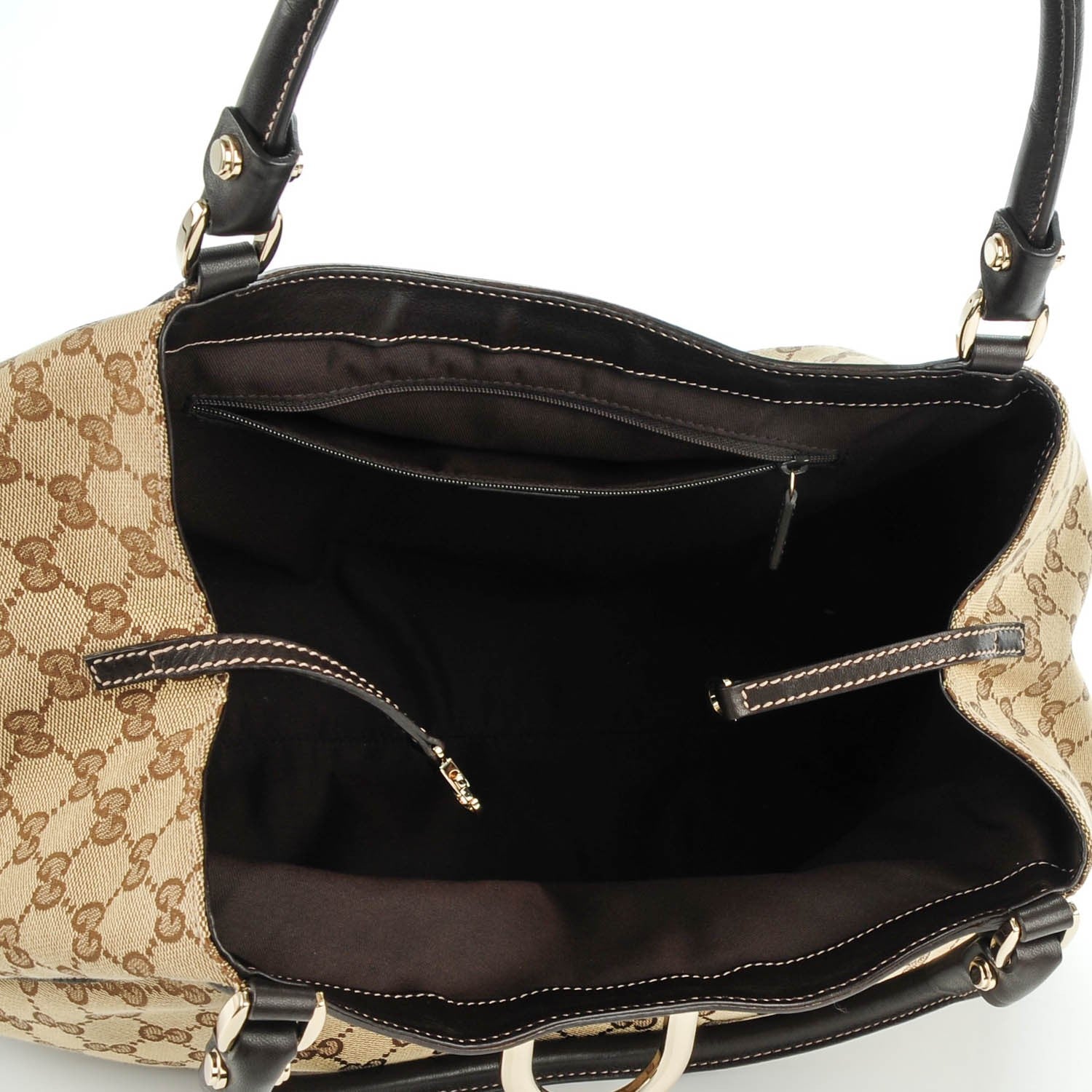 Gucci Monogram Large D Gold Hobo Dark Brown 5 of 7