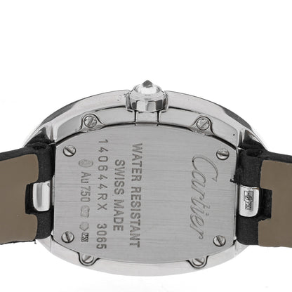 Cartier 18K White Gold Calfskin Diamond Bezel 24mm Baignoire Quartz Watch 4 of 5