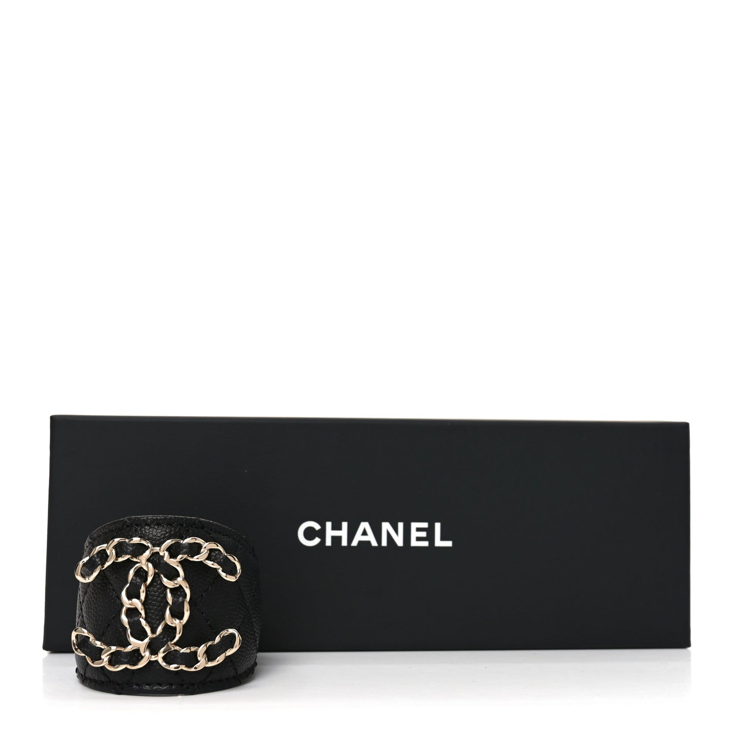 Caviar Quilted Chain CC Bracelet Black M