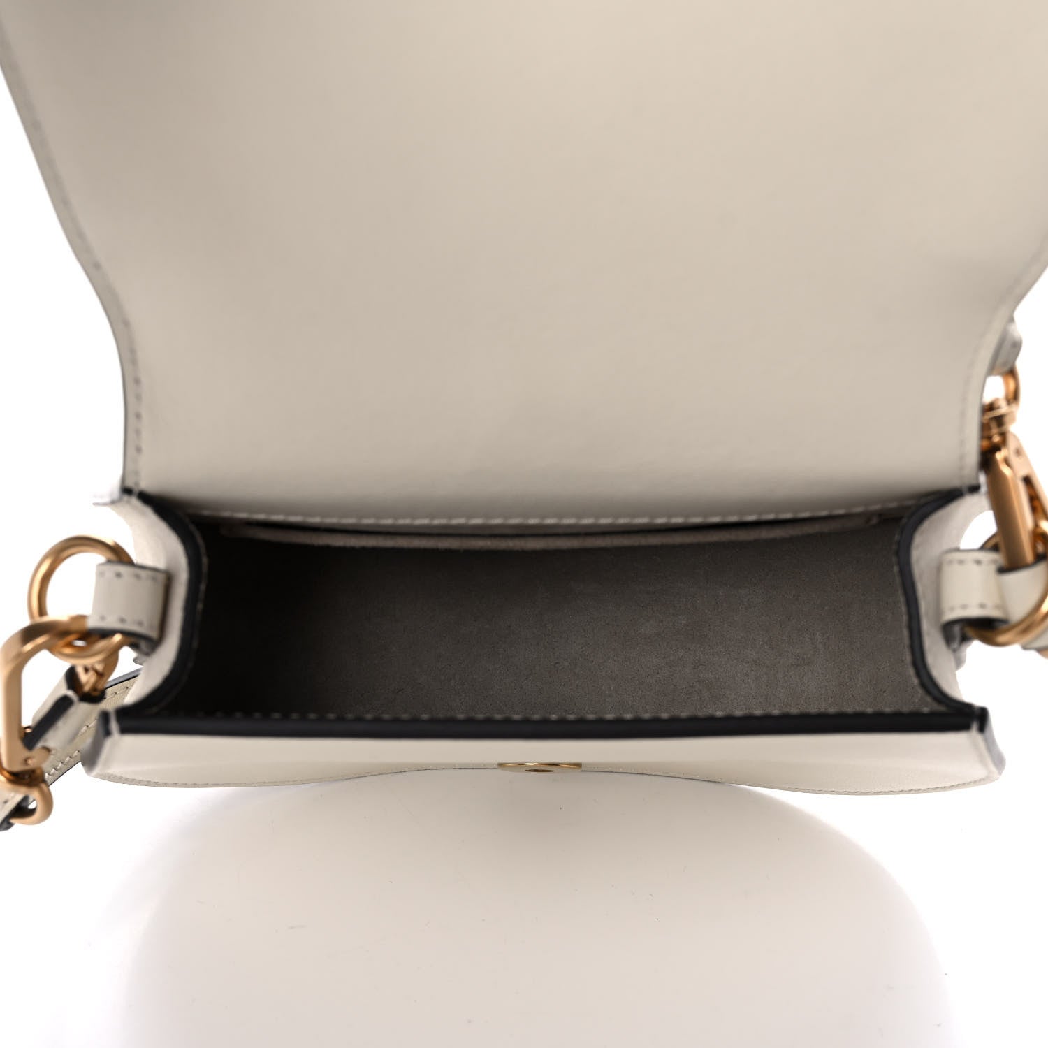 Chloe Calfskin Suede Small Nile Bracelet Bag Off White 5 of 12