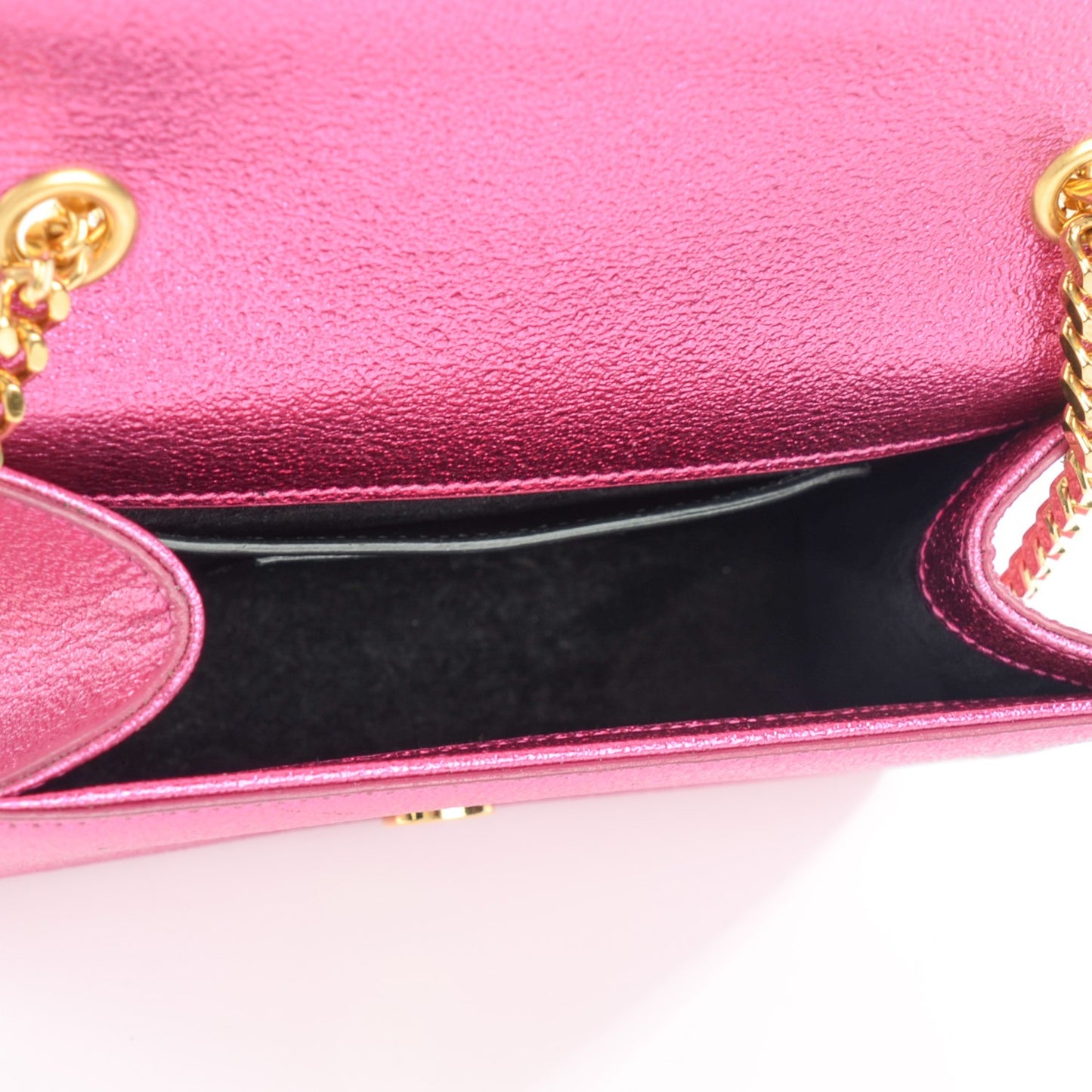 Metallic Calfskin Small Classic Monogram Satchel Fuchsia