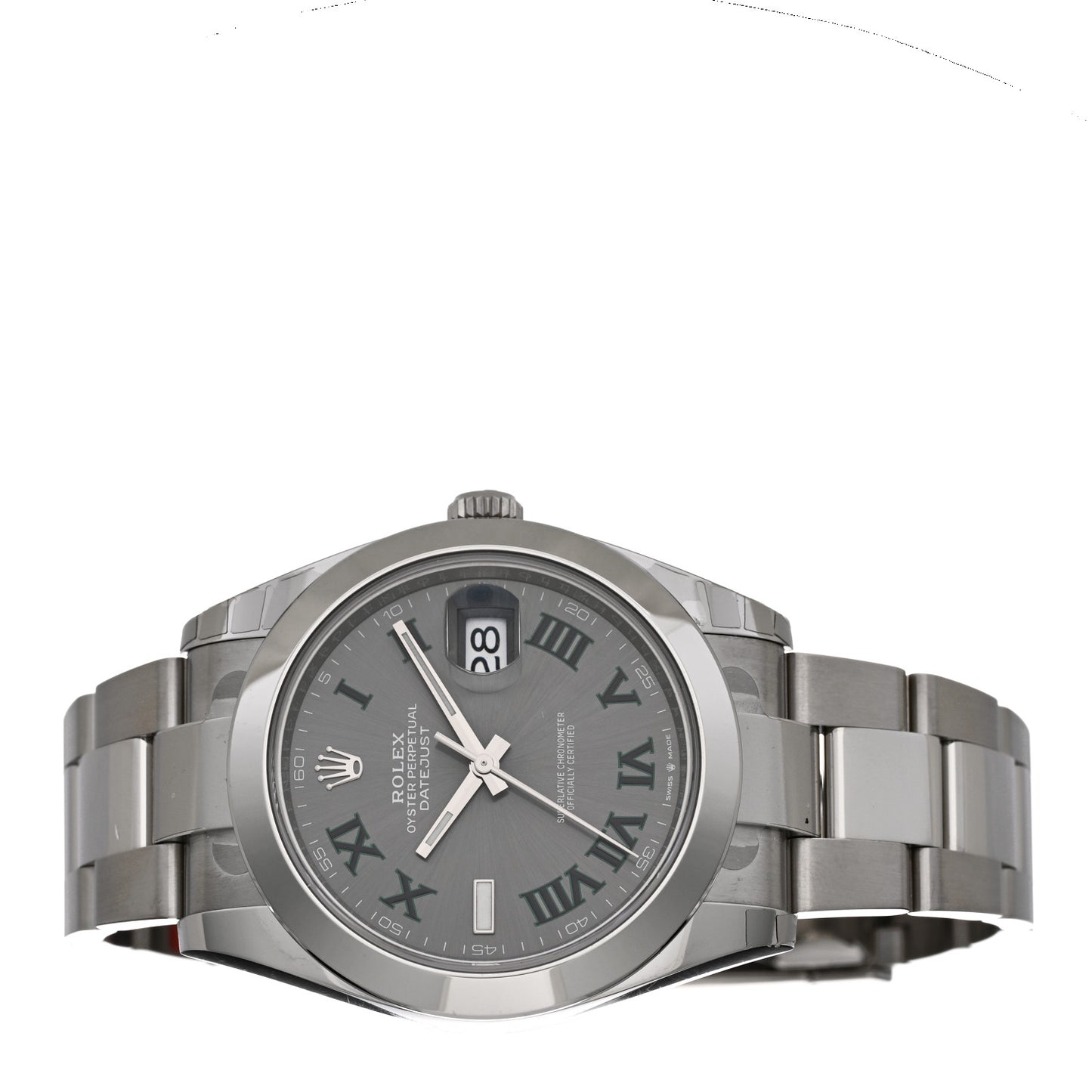 Stainless Steel 41mm Oyster Perpetual Wimbledon Datejust Watch Slate 126300