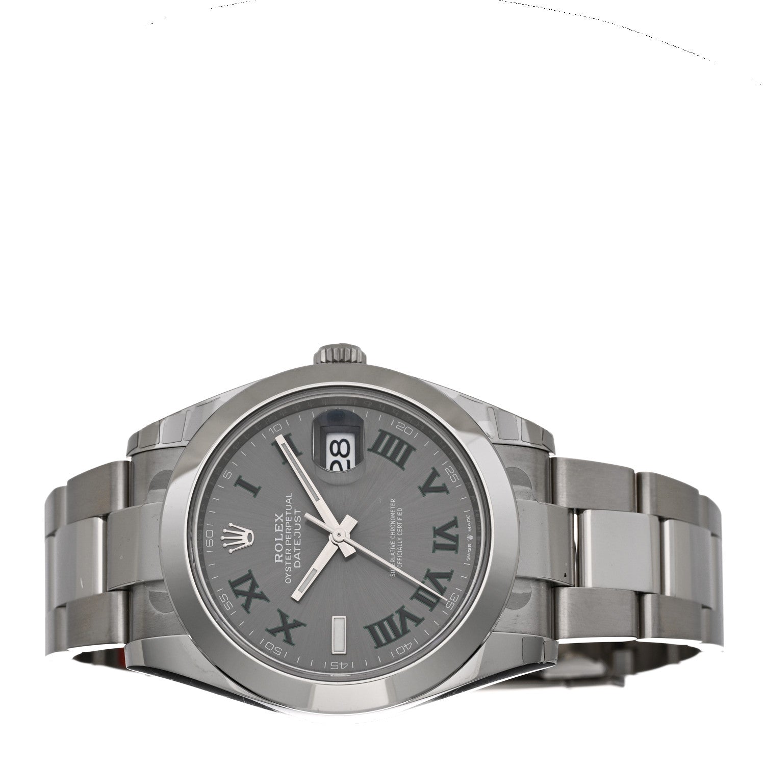Rolex Stainless Steel 41mm Oyster Perpetual Wimbledon Datejust Watch Slate 126300 2 of 5
