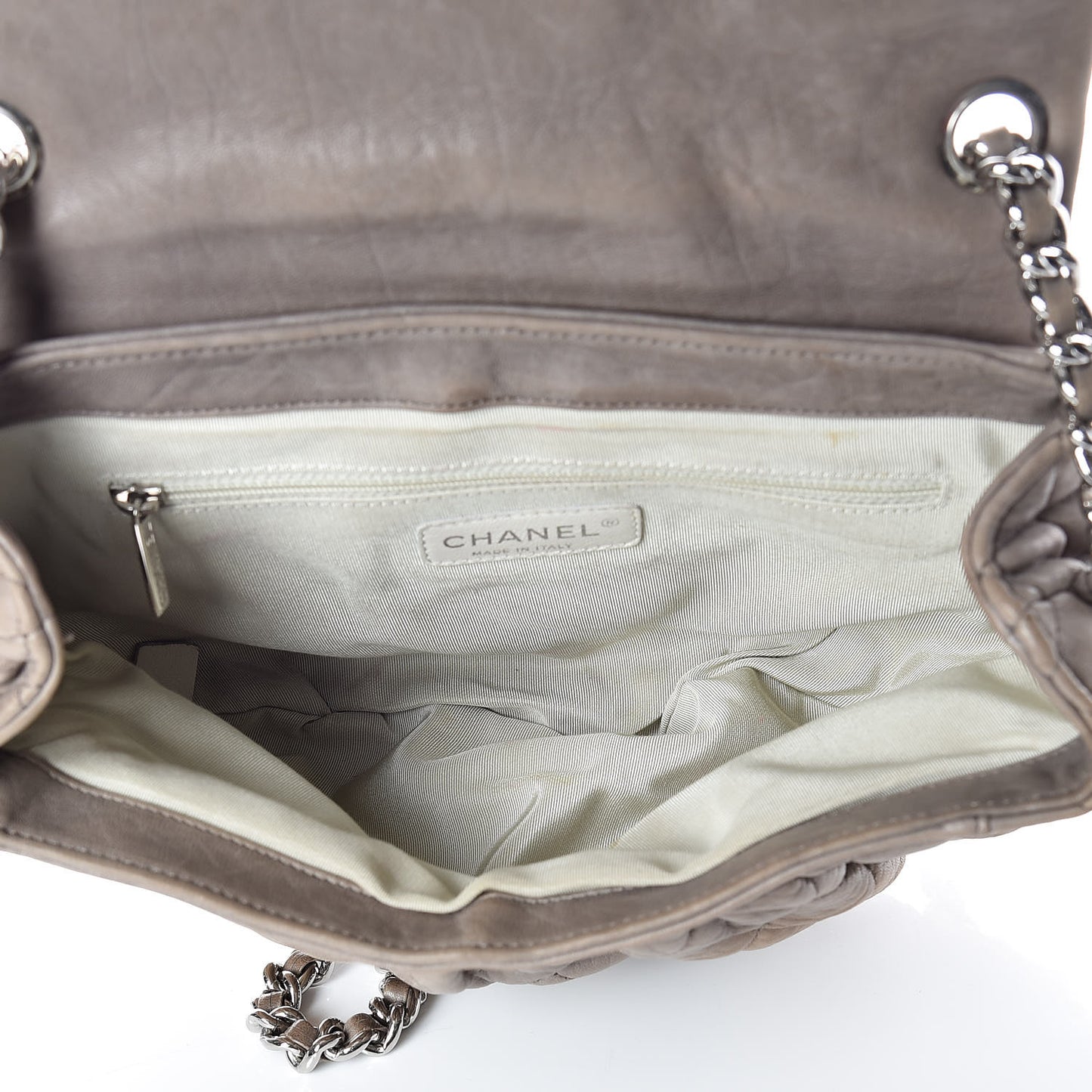 Washed Lambskin Quilted Medium Chain Around Messenger Taupe