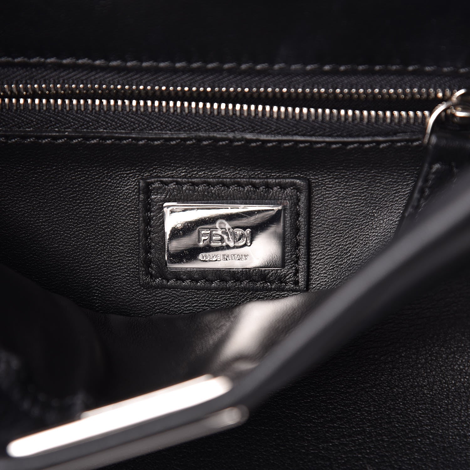 Fendi Vitello Seta Shiny Nappa Pearl Scallopped Studded Mini Peekaboo Iconic Satchel Black 7 of 13