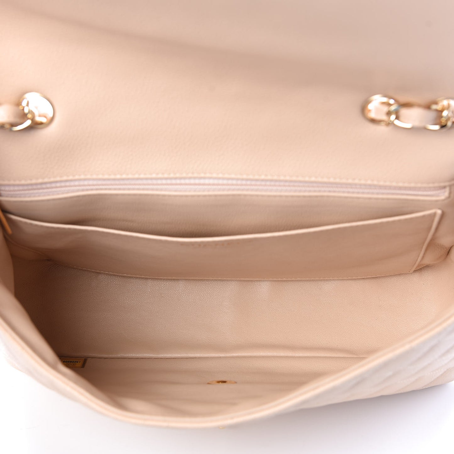 Caviar Quilted Jumbo Single Flap Beige Clair