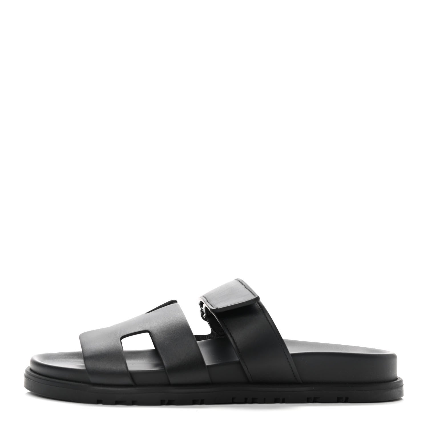 Hermes Calfskin Womens Chypre Sandals 38 Black 1 of 8