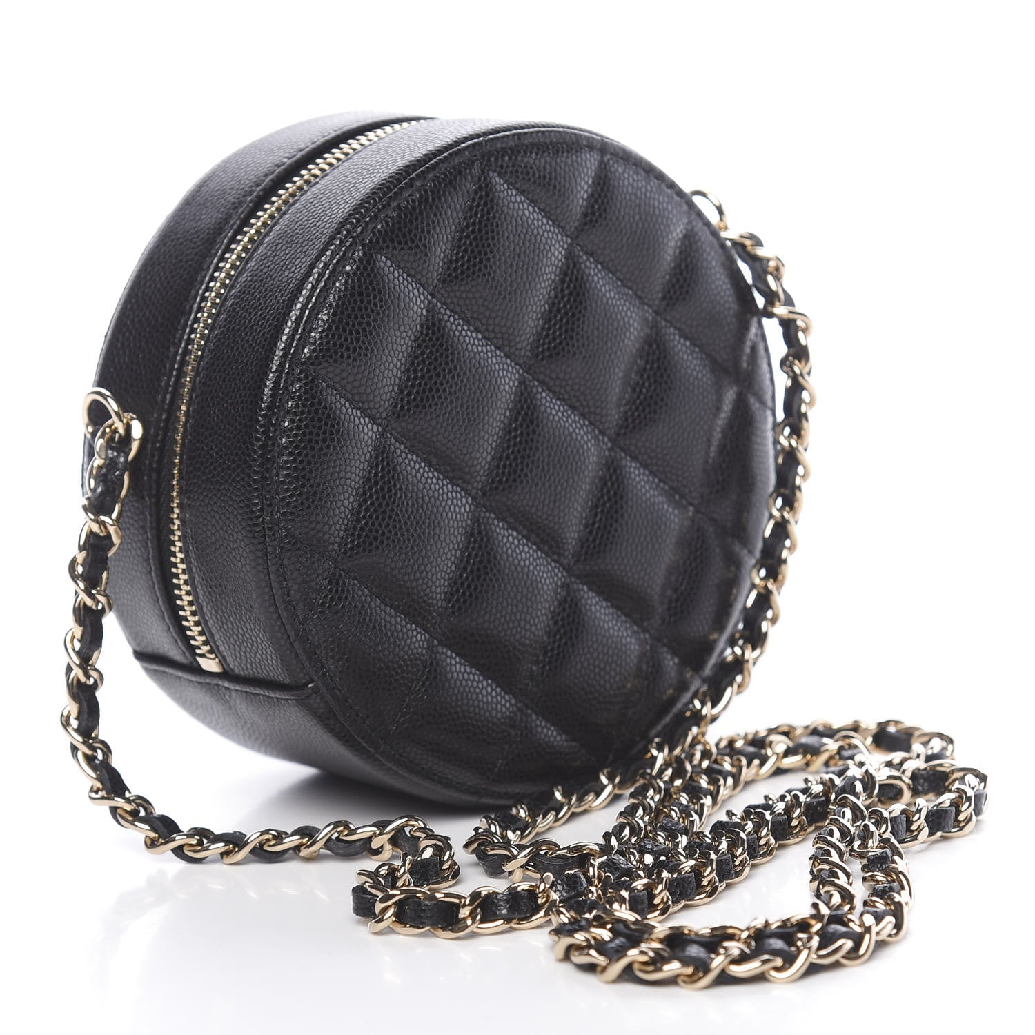 Chanel Caviar Quilted French New Wave Round Clutch With Chain Black 3 of 10