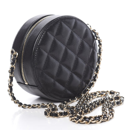 Chanel Caviar Quilted French New Wave Round Clutch With Chain Black 3 of 10
