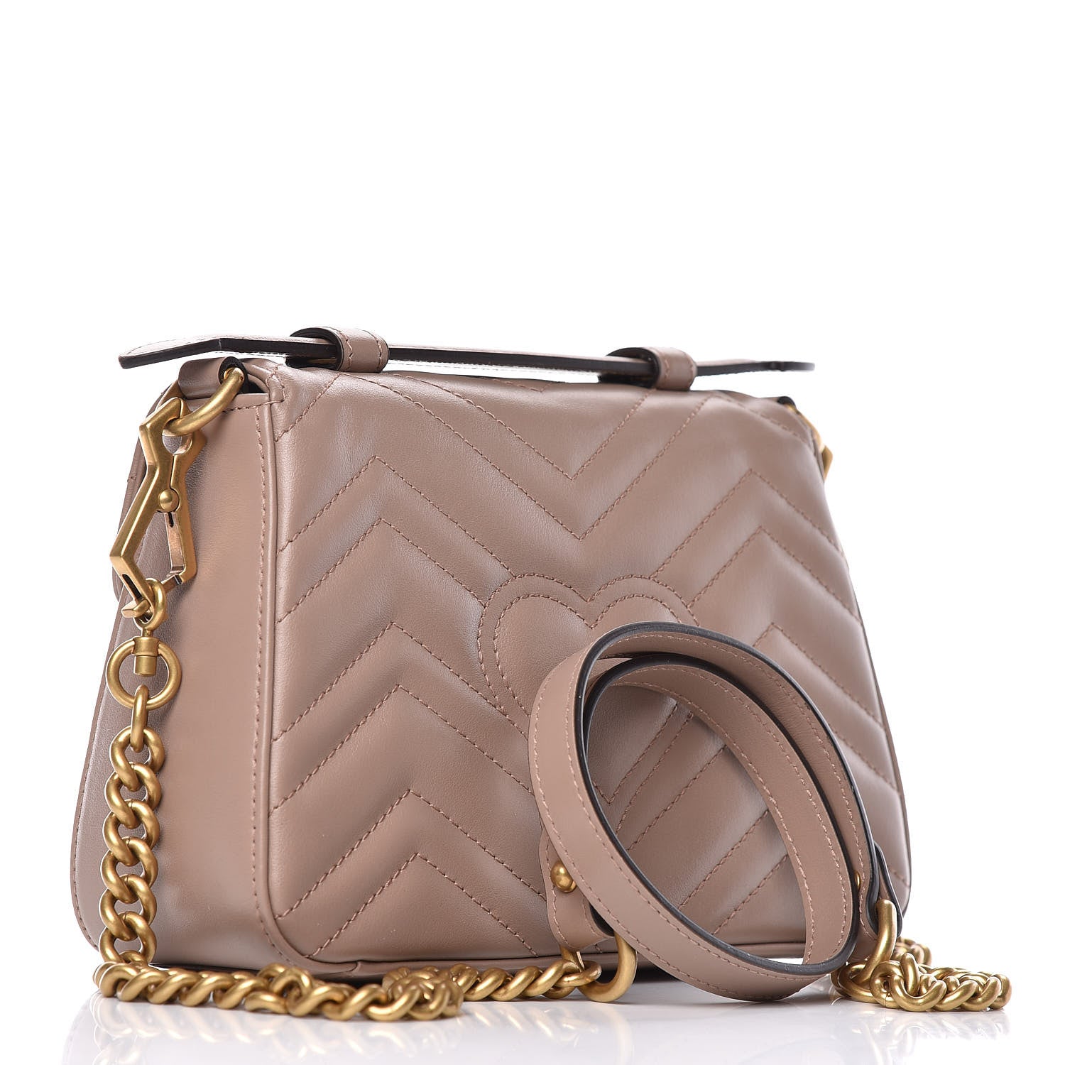 Gucci Calfskin Matelasse Mini GG Marmont Top Handle Shoulder Bag Porcelain Rose 3 of 10