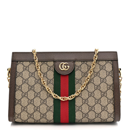 Gucci GG Supreme Monogram Web Small Ophidia Chain Shoulder Bag Brown 1 of 15