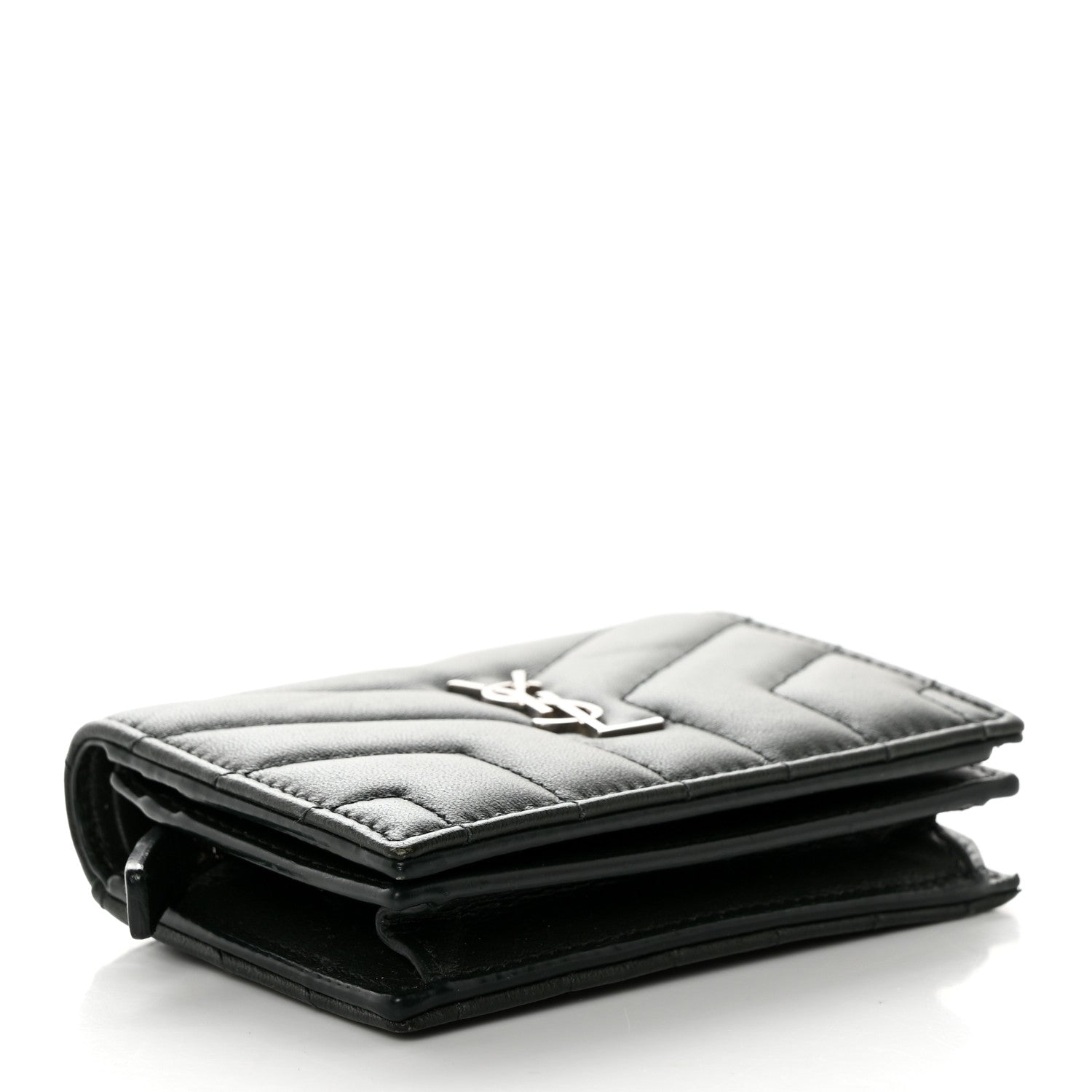 Saint Laurent Lambskin Y Quilted Monogram Loulou Flap Wallet Olive 4 of 8