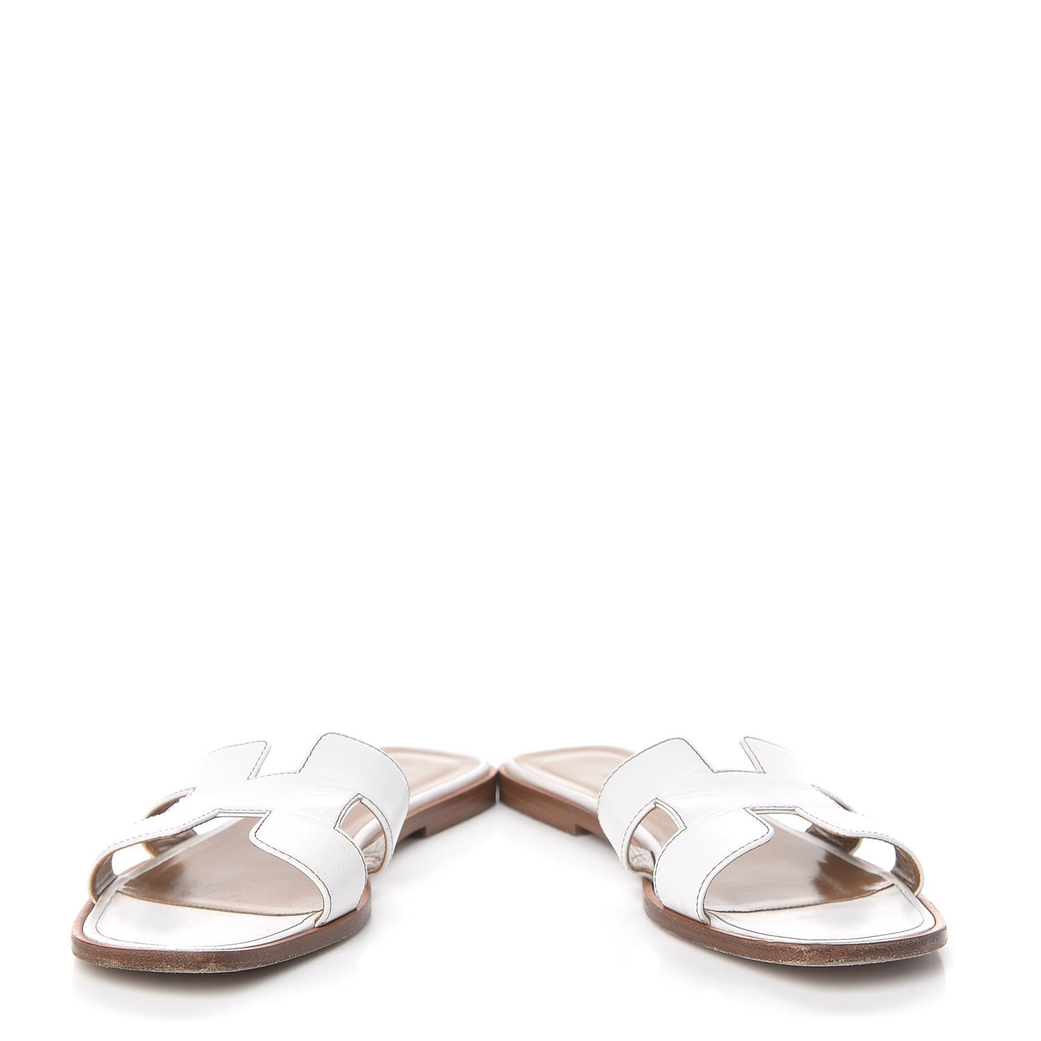 Hermes Box Calfskin Oran Sandals 38.5 White 5 of 18