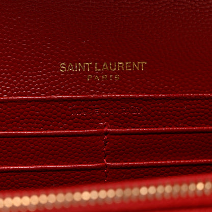 Saint Laurent Grain De Poudre Matelasse Chevron Monogram Flap Wallet Red 7 of 8
