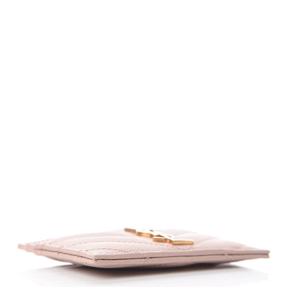 Saint Laurent Grain De Poudre Matelasse Chevron Monogram Credit Card Case Pale Pink 4 of 8