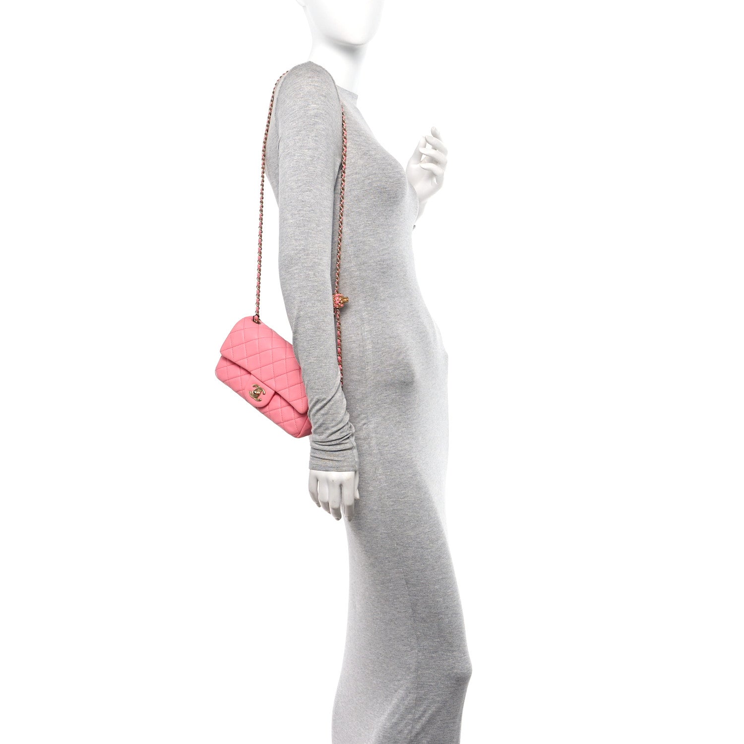 Chanel Lambskin Quilted Mini Rectangular Pearl Crush Flap Pink 2 of 11