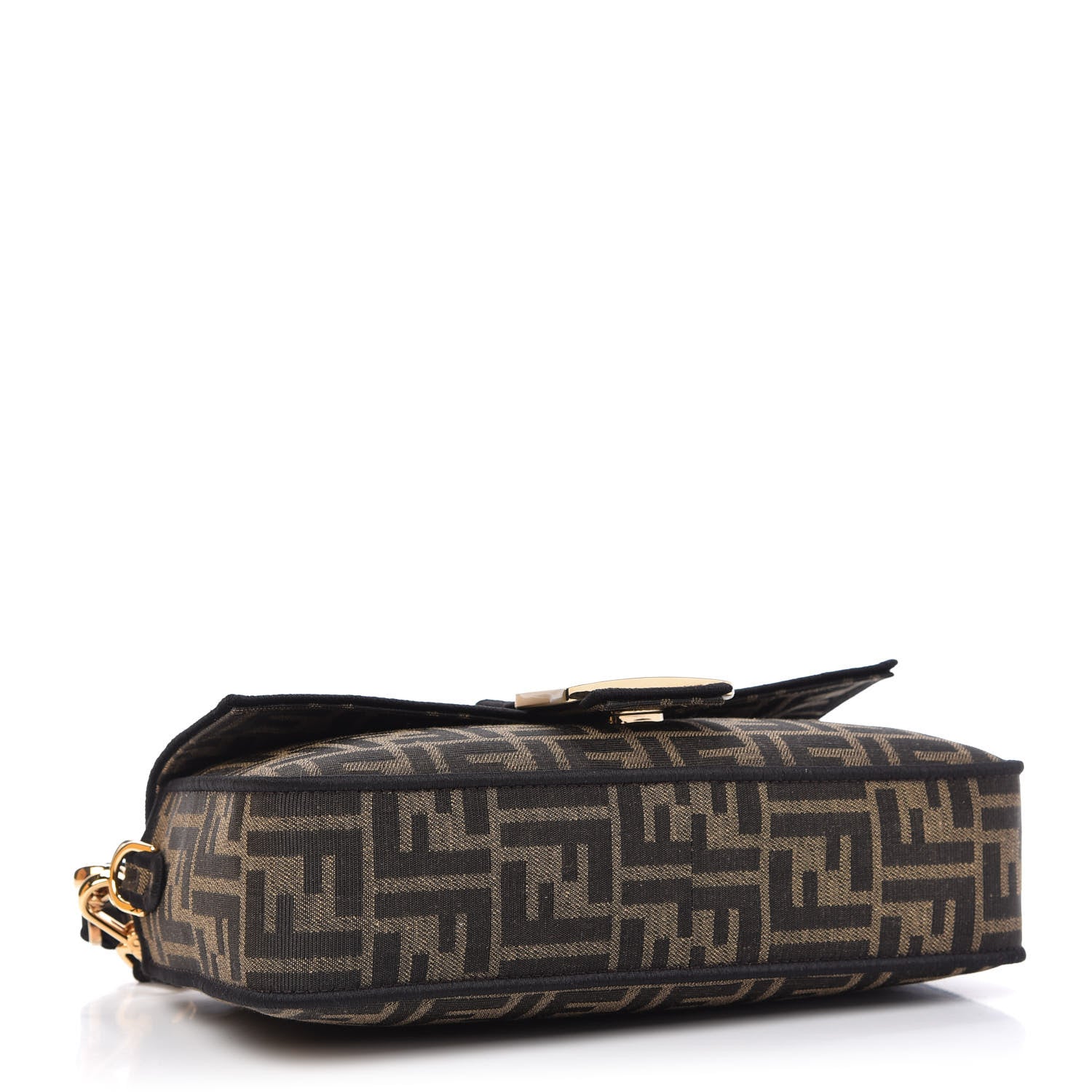 Fendi Fabric Jacquard FF 1974 Medium Baguette Tobacco Moro Black 4 of 12