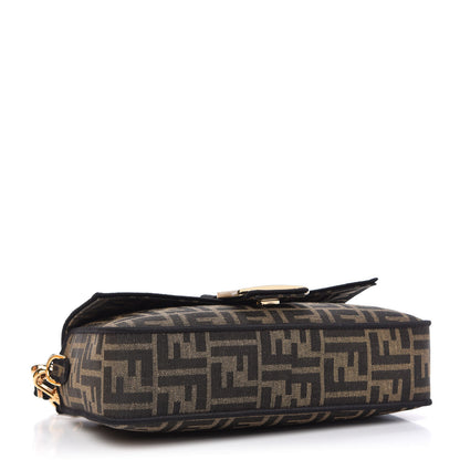 Fendi Fabric Jacquard FF 1974 Medium Baguette Tobacco Moro Black 4 of 12