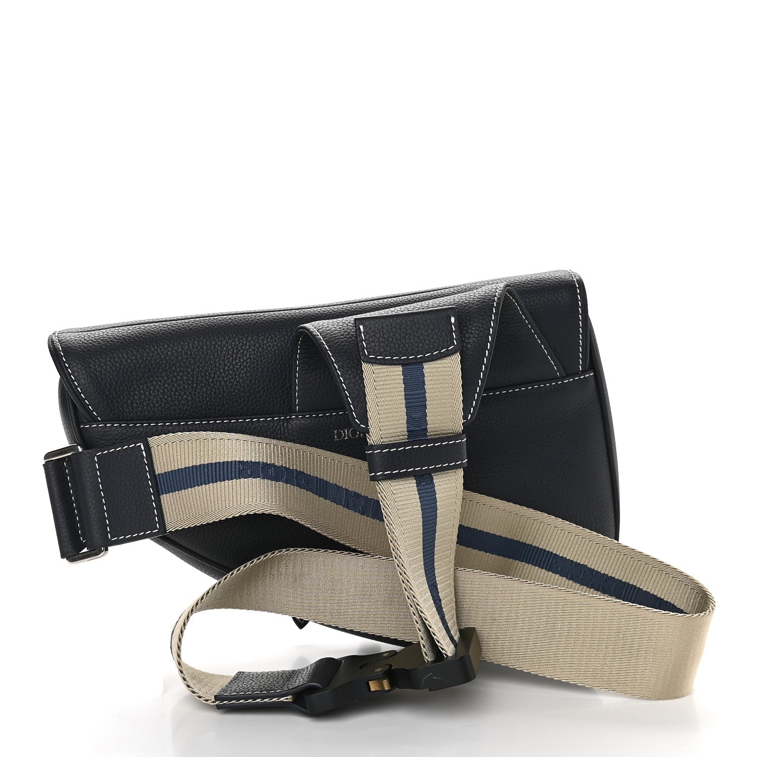 Christian Dior Grained Calfskin Kim Jones Saddle Bag Navy Blue 3 of 10