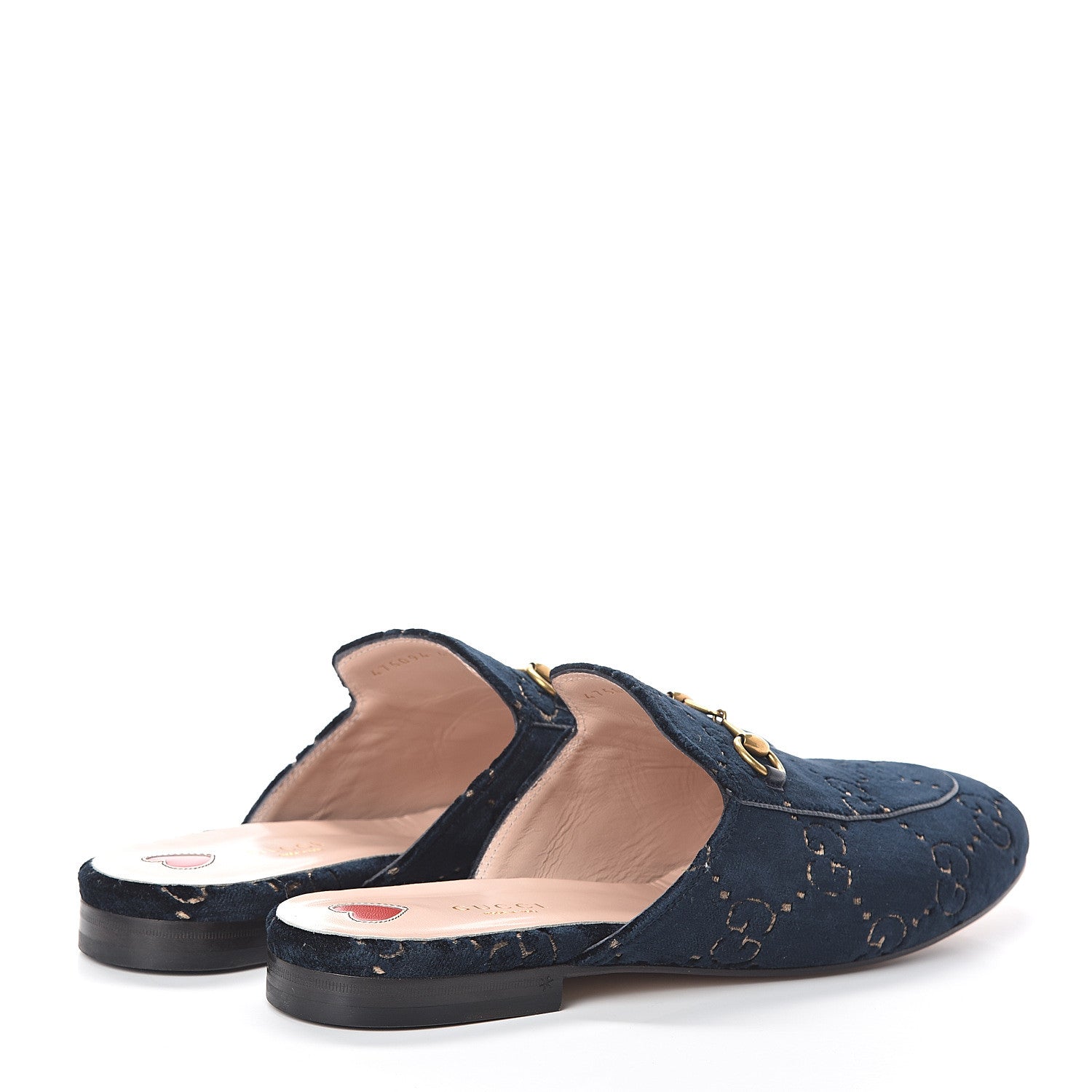 Gucci Velvet GG Monogram Womens Princetown Slippers 41 Blue Beige 4 of 7