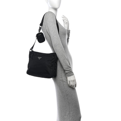 Prada Re-Nylon Vela Saffiano Pocket Double Zip Messenger Bag Black 2 of 10