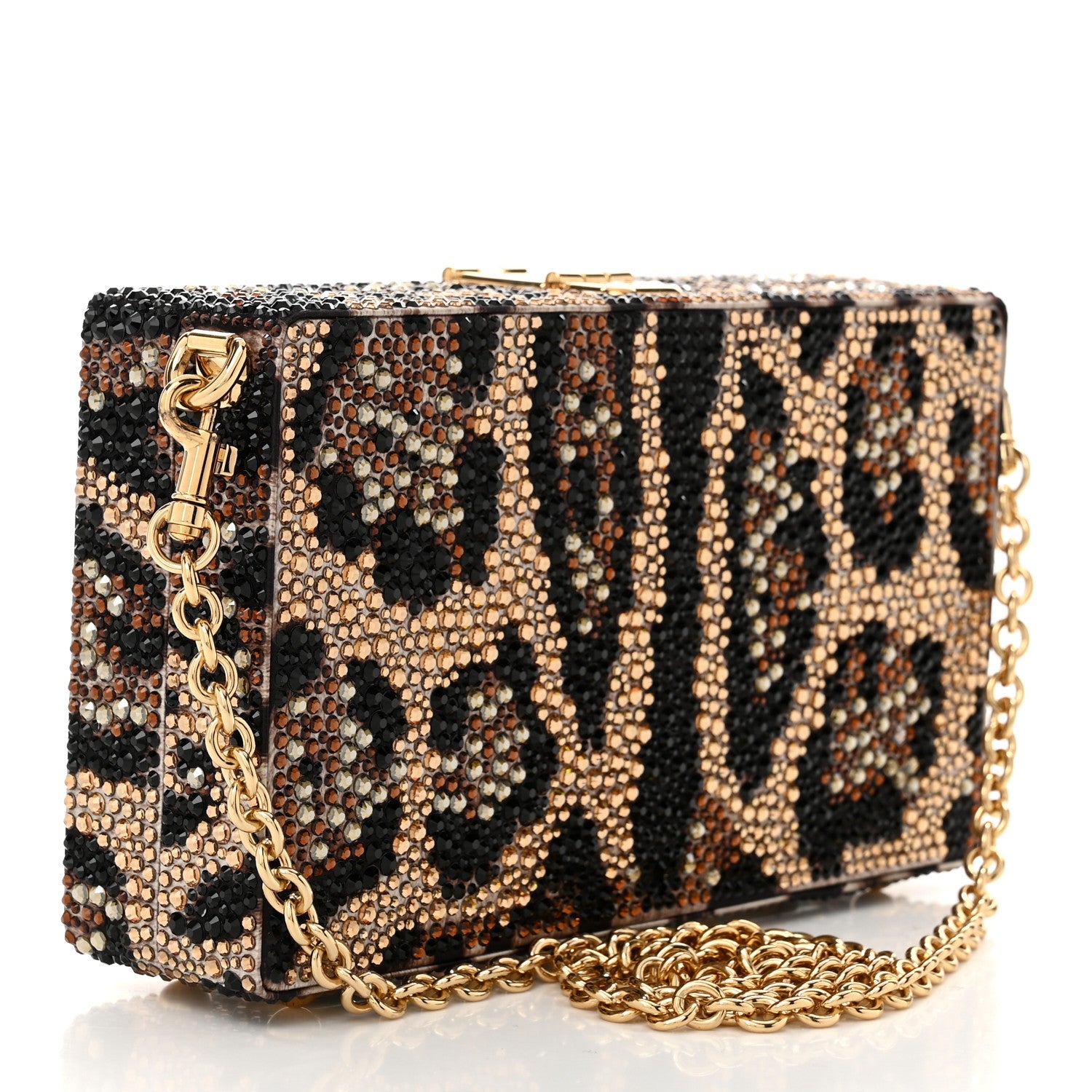Dolce & Gabbana DOLCE GABBANA Satin Crystal Embellished Box Leopard 3 of 10