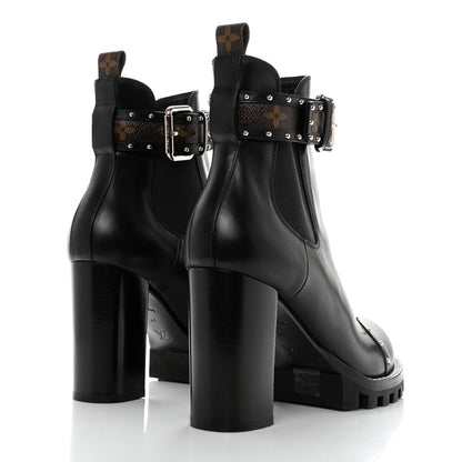Louis Vuitton Calfskin Monogram Star Trail Chelsea Ankle Boots 41 Black 4 of 8