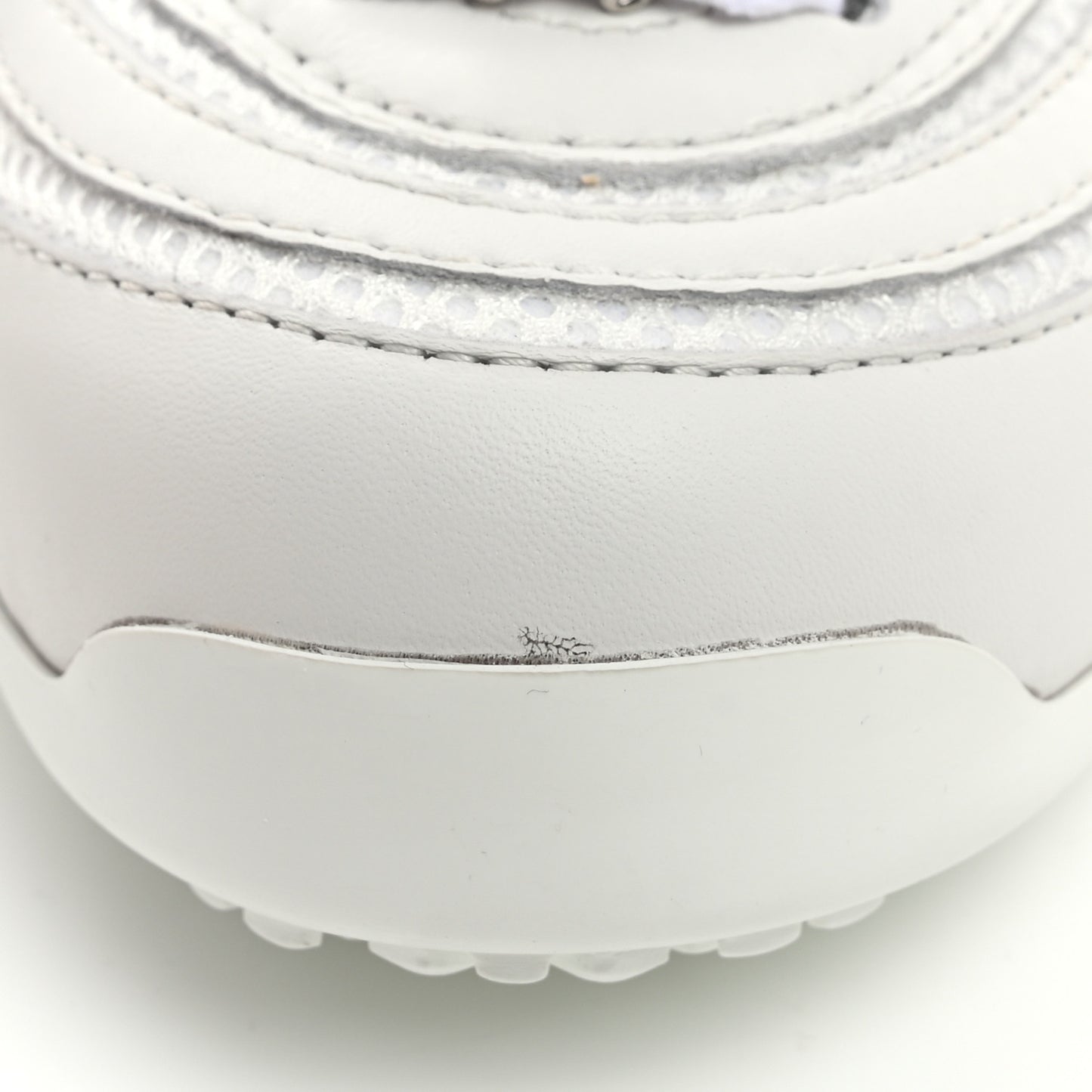 Calfskin Fabric Mesh Strass Womens CC Sneakers 39 White Silver