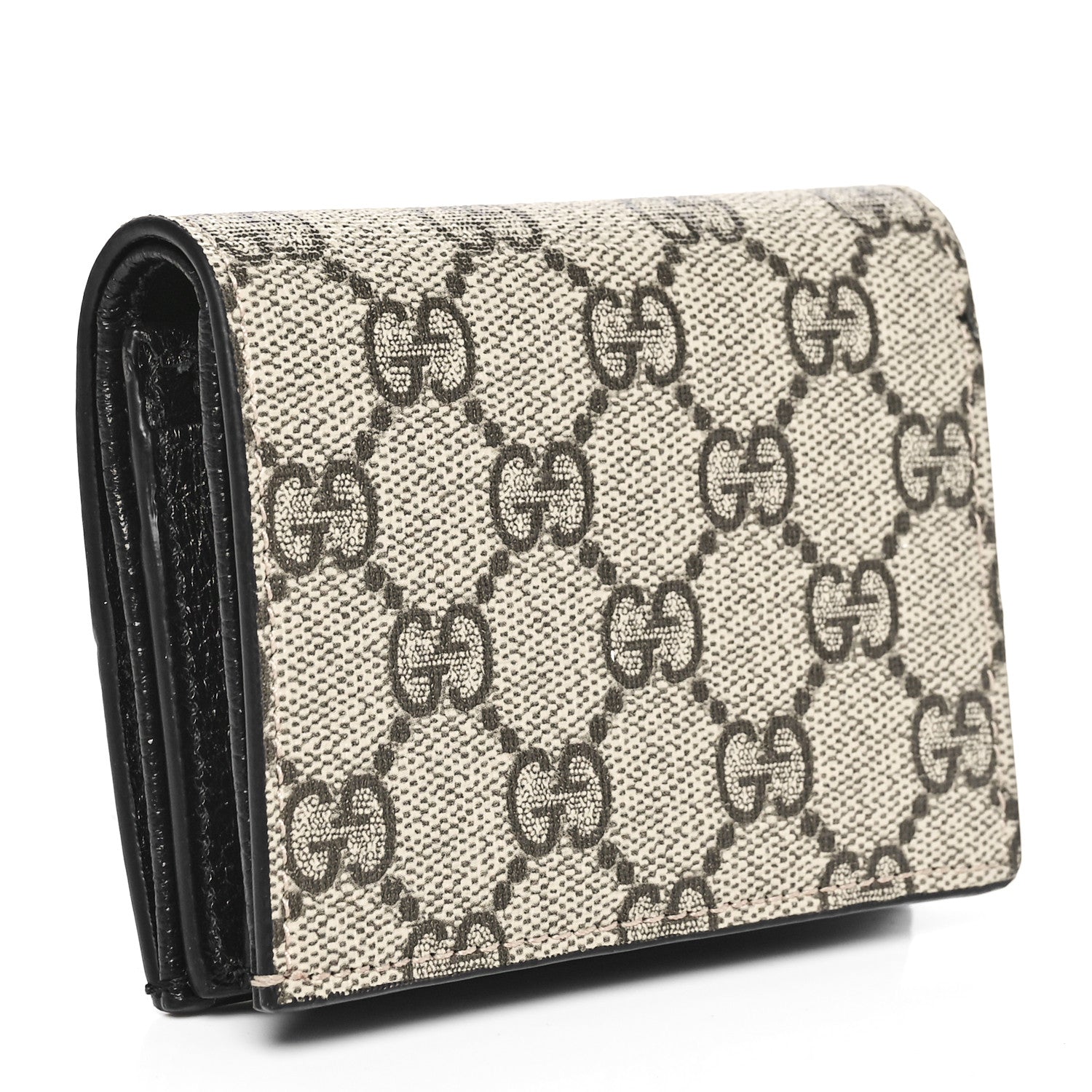 Gucci Dollar Calfskin GG Supreme Monogram GG Marmont Card Case Black Beige Ebony 3 of 7