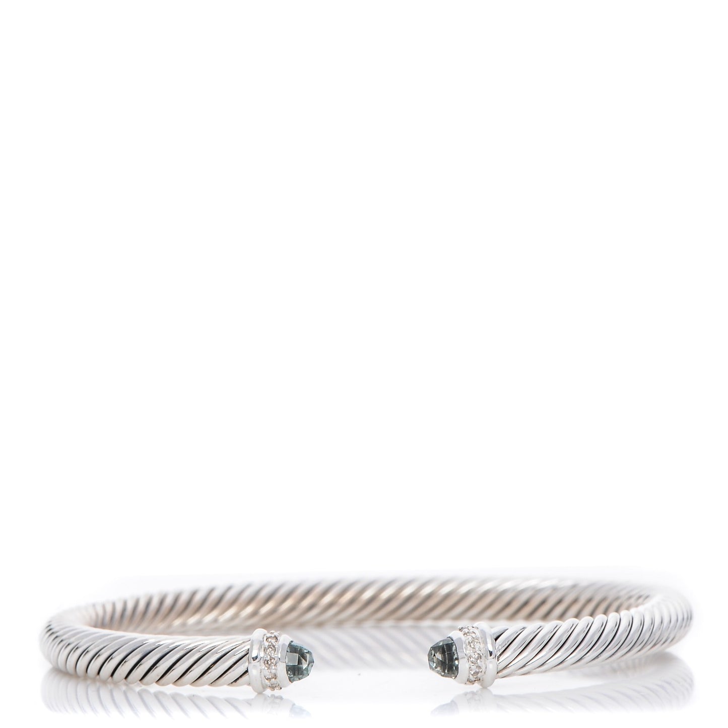 Sterling Silver Diamond Prasiolite 5mm Cable Classics Bracelet