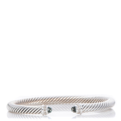 David Yurman Sterling Silver Diamond Prasiolite 5mm Cable Classics Bracelet 1 of 4