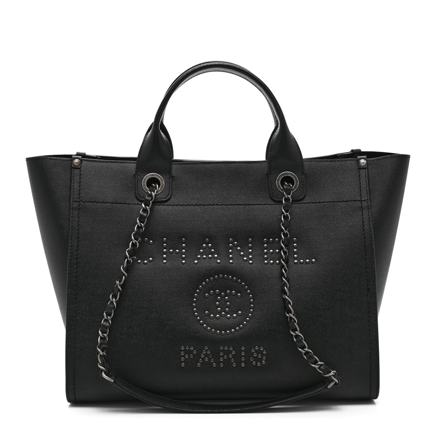Caviar Small Studded Deauville Tote Black