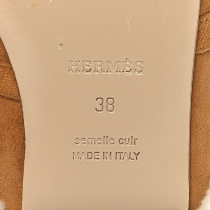 Hermes Suede Goatskin Woolskin Womens Oz Mules 38 Naturel 8 of 9