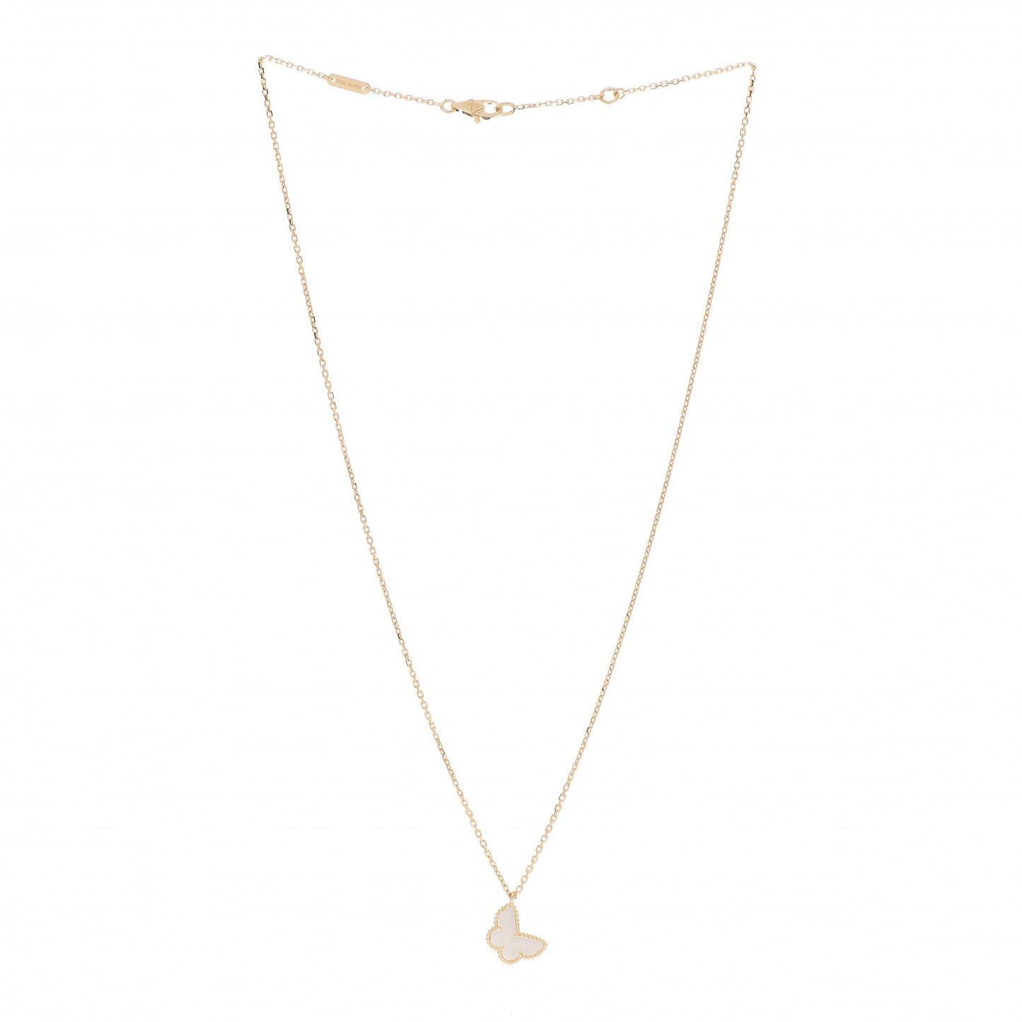 18K Yellow Gold Mother of Pearl Sweet Alhambra Butterfly Pendant Necklace