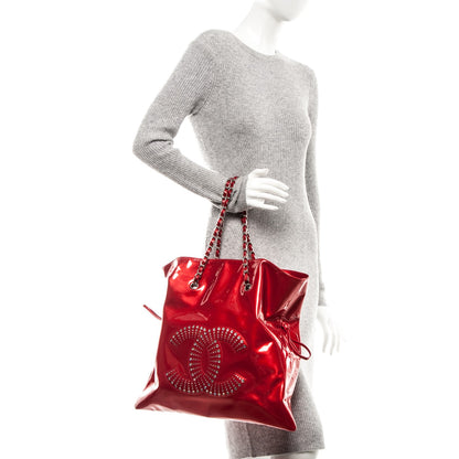 Chanel Patent Crystal Strass Bonbons Tote Red 2 of 7
