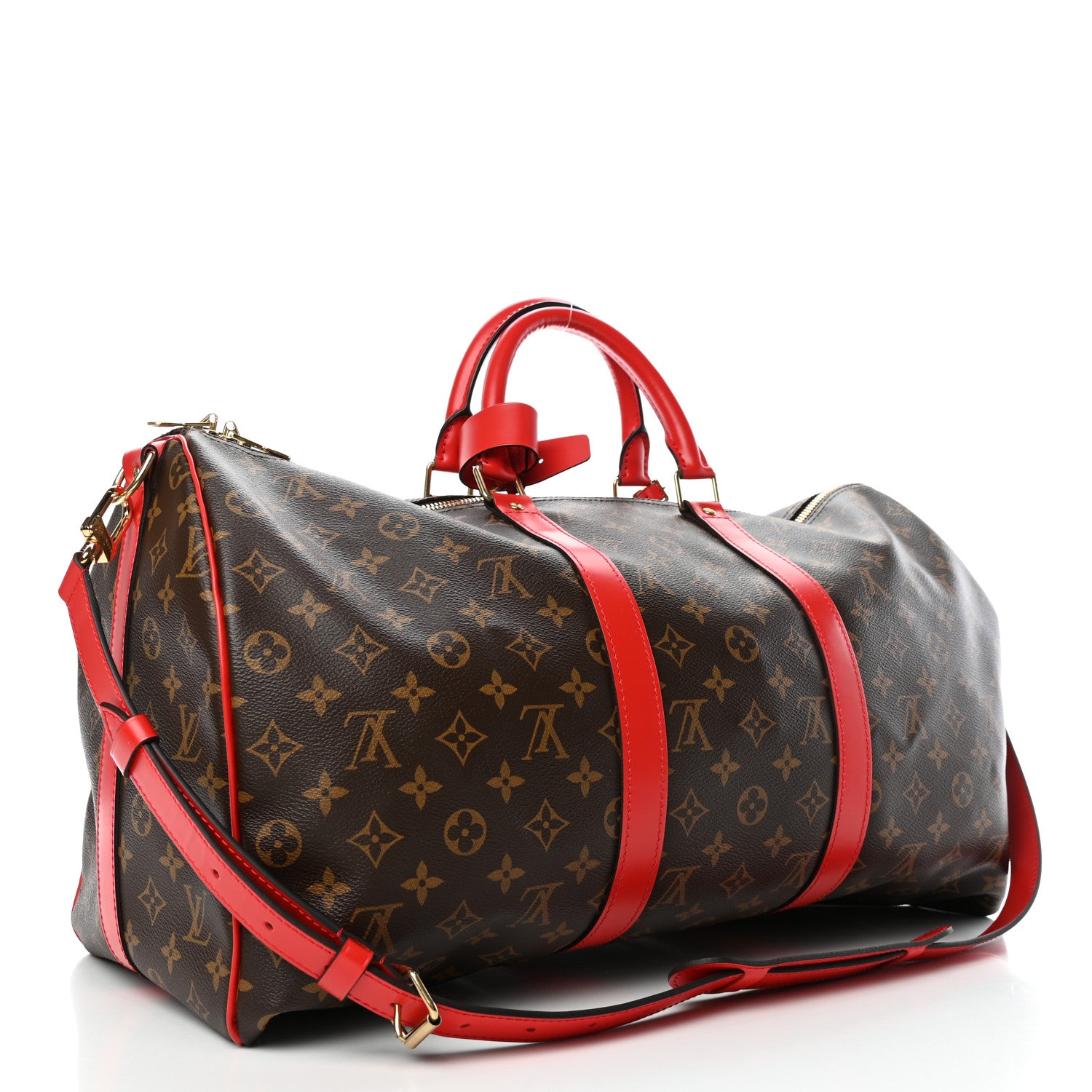 Louis Vuitton Calfskin Monogram Keepall Bandouliere 50 Coquelicot 2 of 5