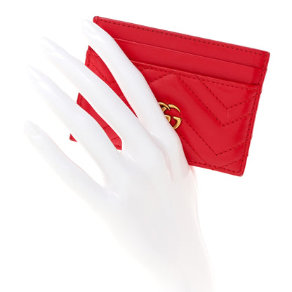 Gucci Calfskin Matelasse GG Marmont Card Holder Hibiscus Red 2 of 8