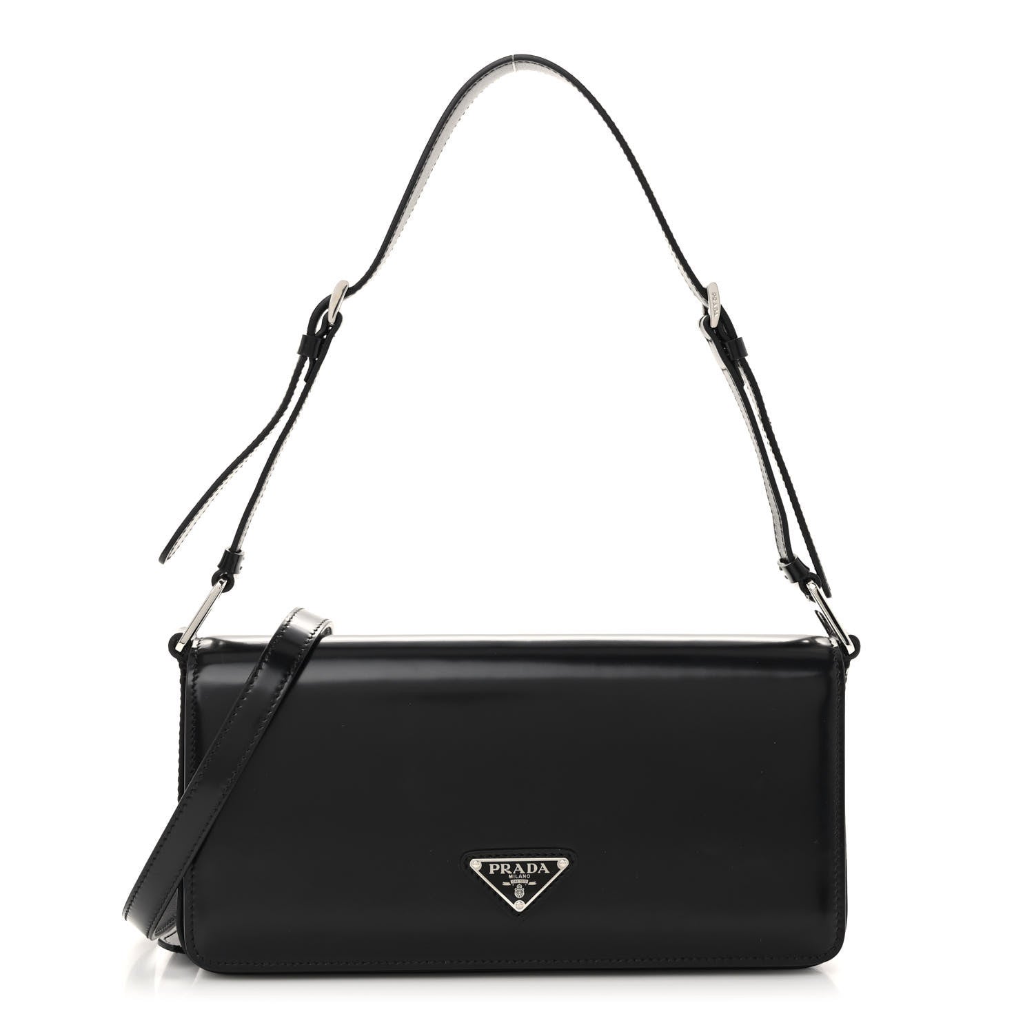 Prada Spazzolato Femme Flap Shoulder Bag Black 1 of 9