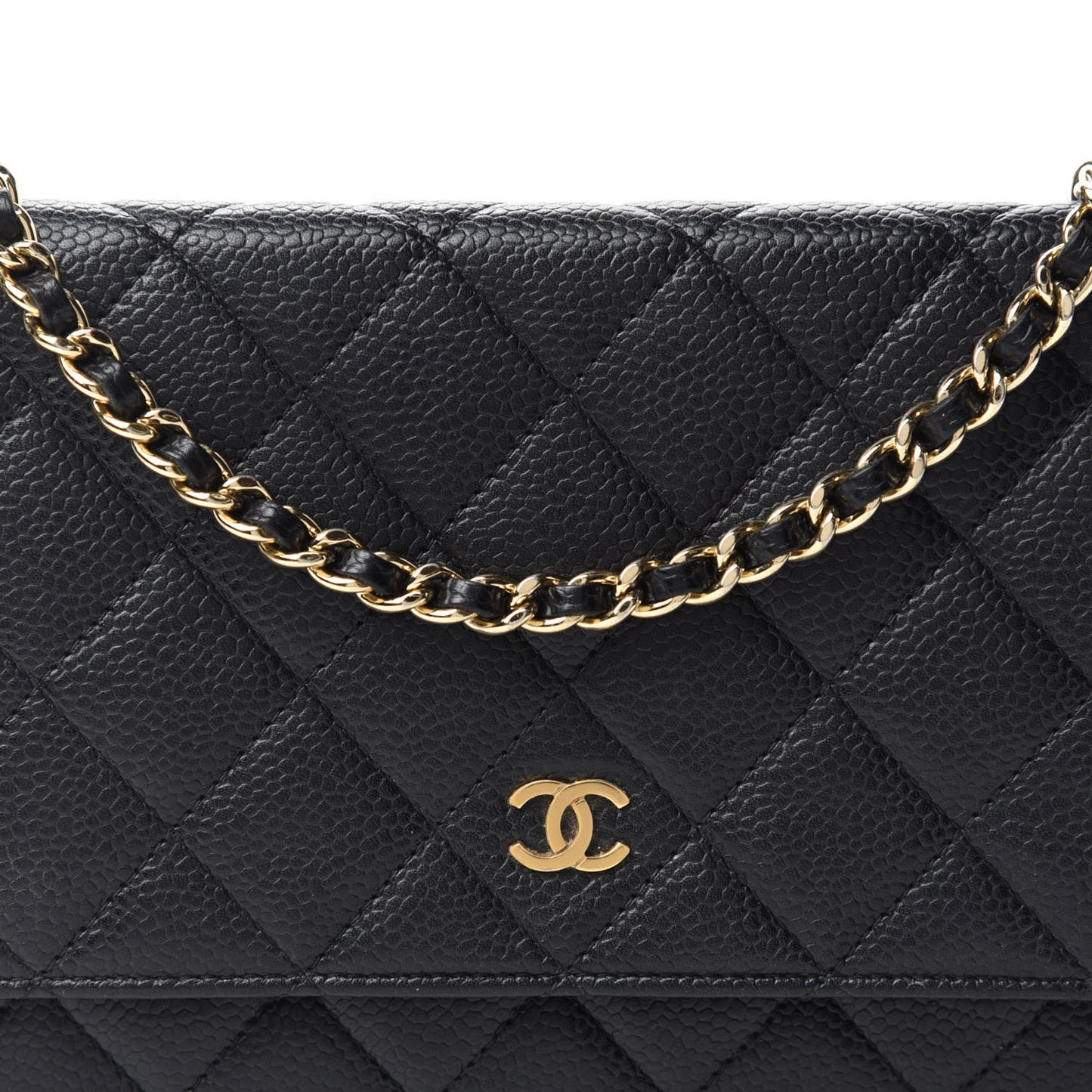 Caviar Quilted Wallet On Chain WOC Black