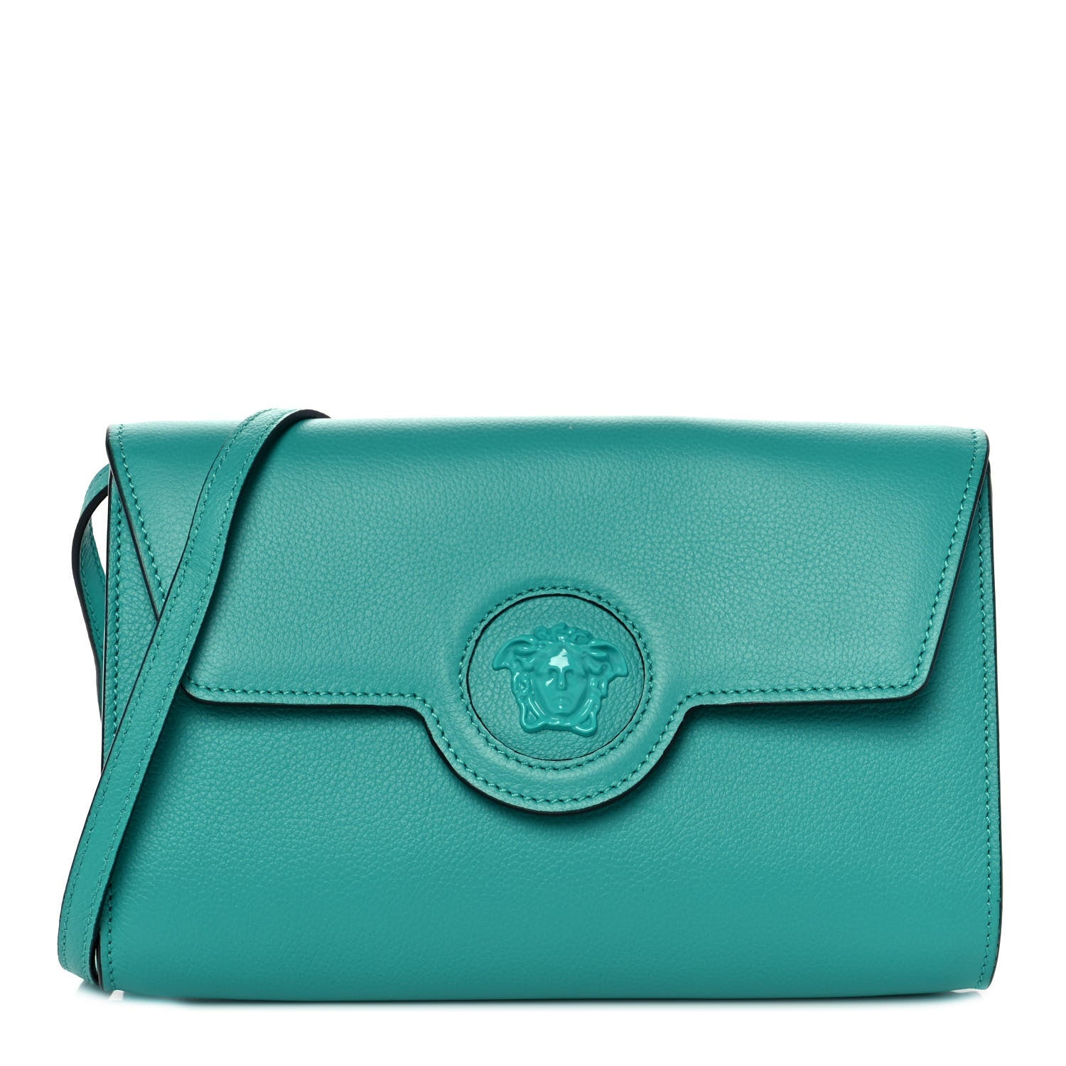 Versace Grained Calfskin La Medusa Crossbody Bag Turquoise 1 of 8