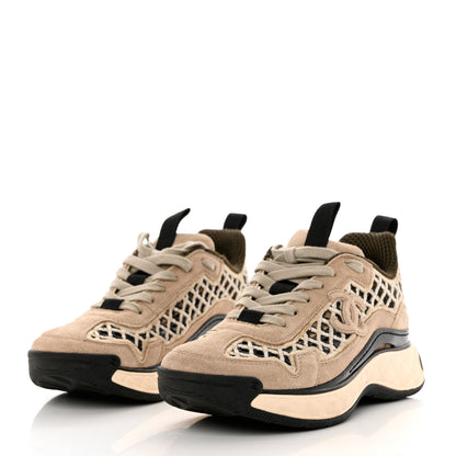 Chanel Suede Calfskin Embroidered CC Sneakers 36 Ecru Light Gray 3 of 12