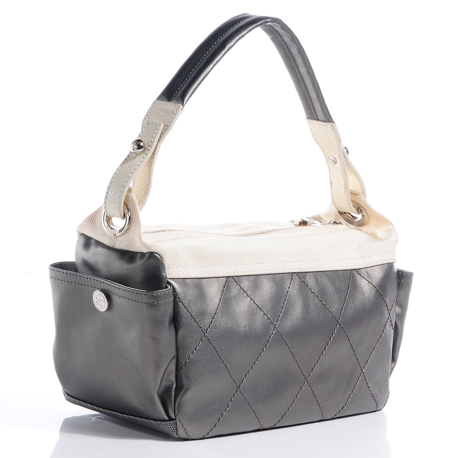 Chanel Coated Canvas Paris Biarritz Hobo Silver 3 of 7