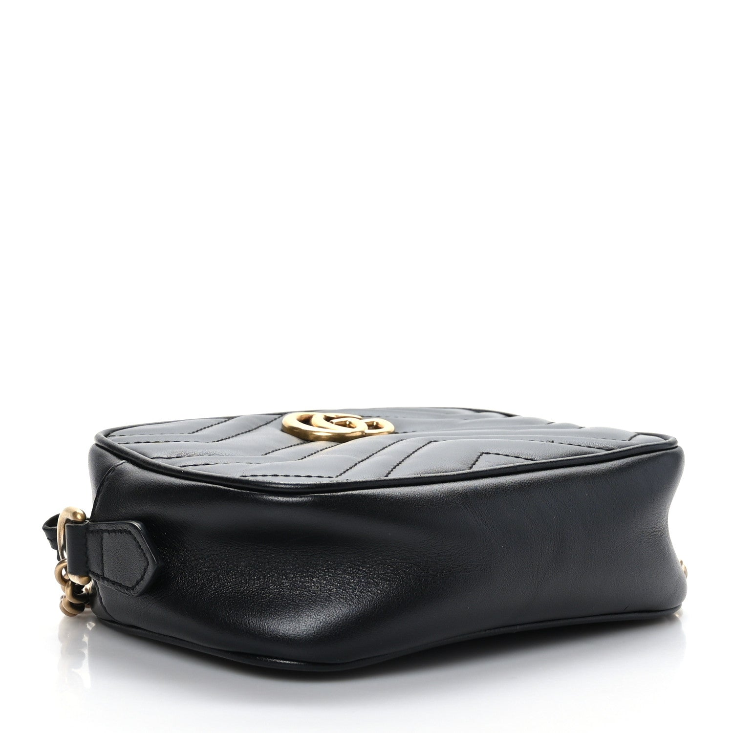 Gucci Calfskin Matelasse Mini GG Marmont Chain Shoulder Bag Black 4 of 10